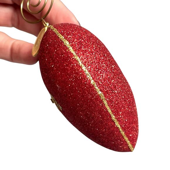 Landmark Creations Red Heart Ornament Handblown Glass Glitter Gold Love FLAWED - Picture 9 of 16